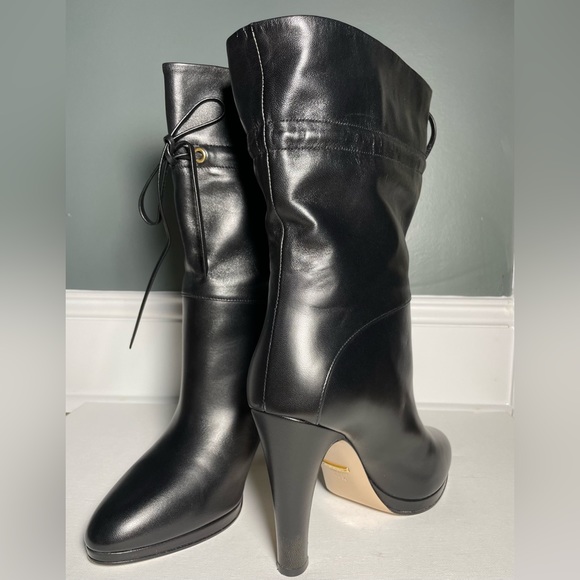 Gucci Charlotte drawstring Black Leather booties 9.5 - Picture 5 of 13